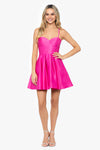 "Victoria" Short Satin Sweetheart Tie Up Back Dress