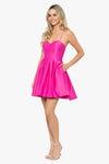 "Victoria" Short Satin Sweetheart Tie Up Back Dress
