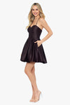 "Victoria" Short Satin Sweetheart Tie Up Back Dress