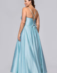Plus "Liza" Lamour Satin Draped Corset Lace Up Gown
