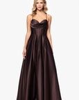 "Liza" Lamour Satin Draped Corset Lace Up Gown