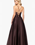 "Liza" Lamour Satin Draped Corset Tieback Gown