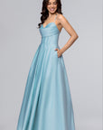 "Liza" Lamour Satin Draped Corset Lace Up Gown