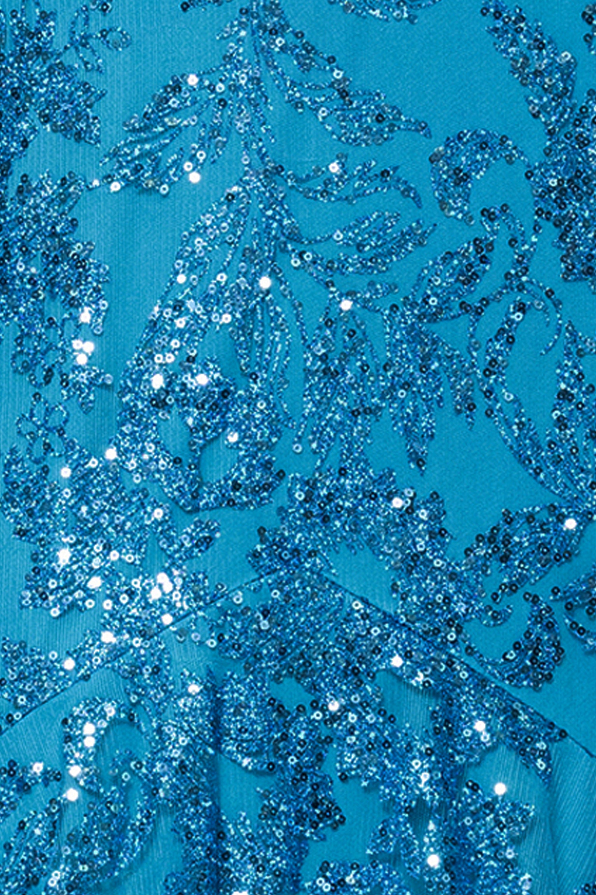 "Tammi" Long Sequin Mesh Mermaid Tieback Dress