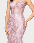 "Tammi" Long Sequin Mesh Mermaid Tieback Dress