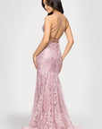 "Tammi" Long Sequin Mesh Mermaid Tieback Dress