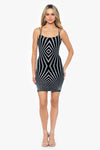 "Elizabeth" Short Slim Glitter X Back Dress