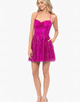 Blondie Nites "Tiara" Short Glitter Mesh Tie Back Party Dress