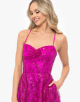 Blondie Nites "Tiara" Short Glitter Mesh Tie Back Party Dress