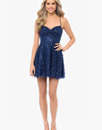 Blondie Nites "Tiara" Short Glitter Mesh Tie Back Party Dress