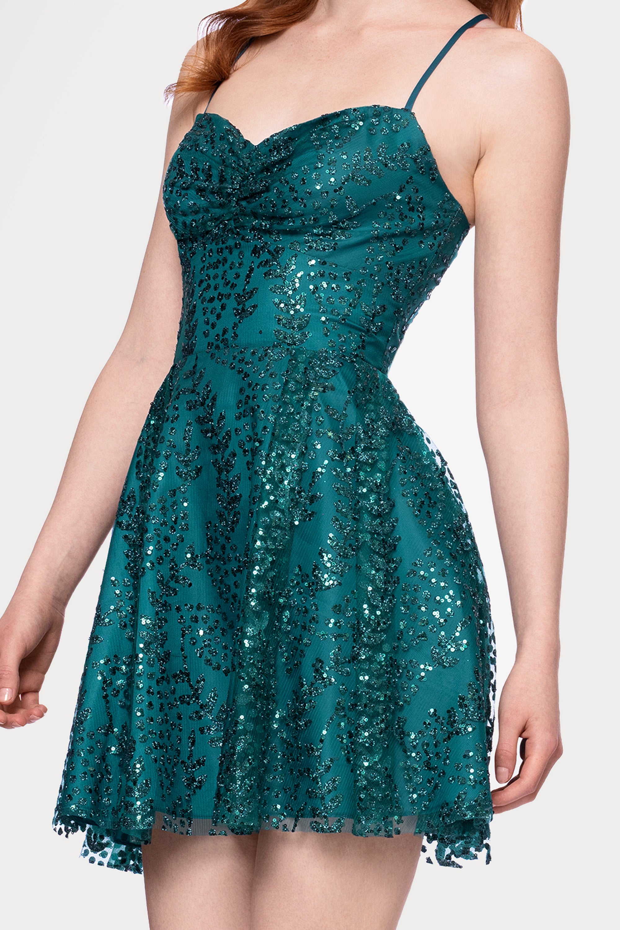 Blondie Nites "Tiara" Short Glitter Mesh Tie Back Party Dress