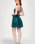 Blondie Nites "Tiara" Short Glitter Mesh Tie Back Party Dress