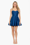 "Sarah" Short Satin Sweetheart Neck Dress