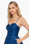 "Sarah" Short Satin Sweetheart Neck Dress