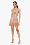 "Madison" Short Sequin Drop Neck Feather Dress