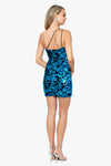 "Emily" Short One Shoulder Sequin Velvet Dress
