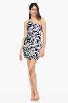 "Emily" Short One Shoulder Sequin Velvet Dress