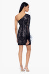 "Chloe" Short One Shoulder Long Sleeve Sequin Pattern Dress