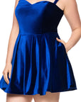 Blondie Nites Plus "Ella" Short Velvet Tie Up Back Dress