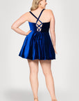 Blondie Nites Plus "Ella" Short Velvet Tie Up Back Dress