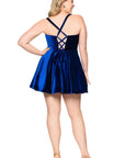 Blondie Nites Plus "Ella" Short Velvet Tie Up Back Dress