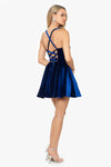 "Ella" Short Velvet Tie Up Back Dress