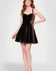 "Ella" Short Velvet Tie Up Back Dress