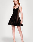 "Ella" Short Velvet Tie Up Back Dress