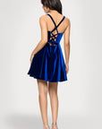 "Ella" Short Velvet Tie Up Back Dress