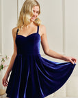 "Ella" Short Velvet Tie Up Back Dress