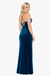 "Sydney" Long Velvet Corset Illusion Tie Up Back Dress