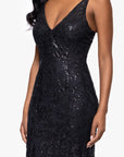 "Zoey" Glitter V-Neck Floor Length Dress