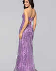 "Zoey" Glitter V-Neck Floor Length Dress