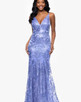 "Zoey" Glitter V-Neck Floor Length Dress