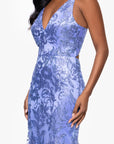 "Zoey" Glitter V-Neck Floor Length Dress