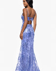 "Zoey" Glitter V-Neck Floor Length Dress