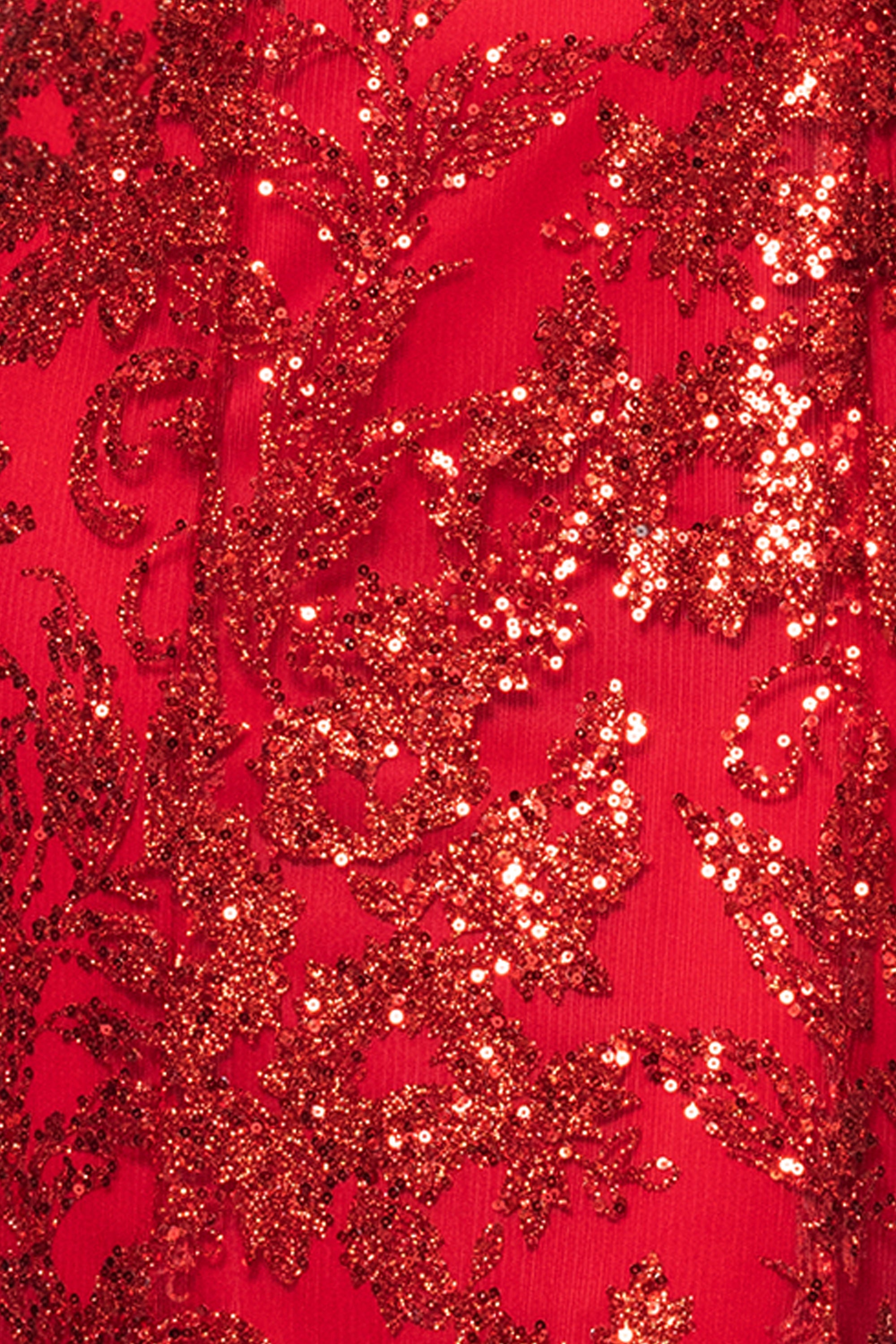 "Zoey" Glitter V-Neck Floor Length Dress
