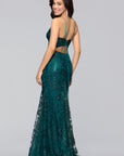 "Zoey" Glitter V-Neck Floor Length Dress