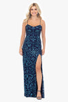 "Addison" Long Sequin Pattern Tie Back Dress
