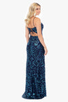 "Addison" Long Sequin Pattern Tie Back Dress