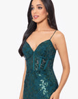 "Kelsey" Long Lace Boning Bodice Dress