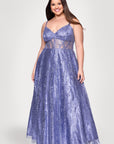 Plus "Lizzy" Glitter Mesh Corset Floor Length Dress