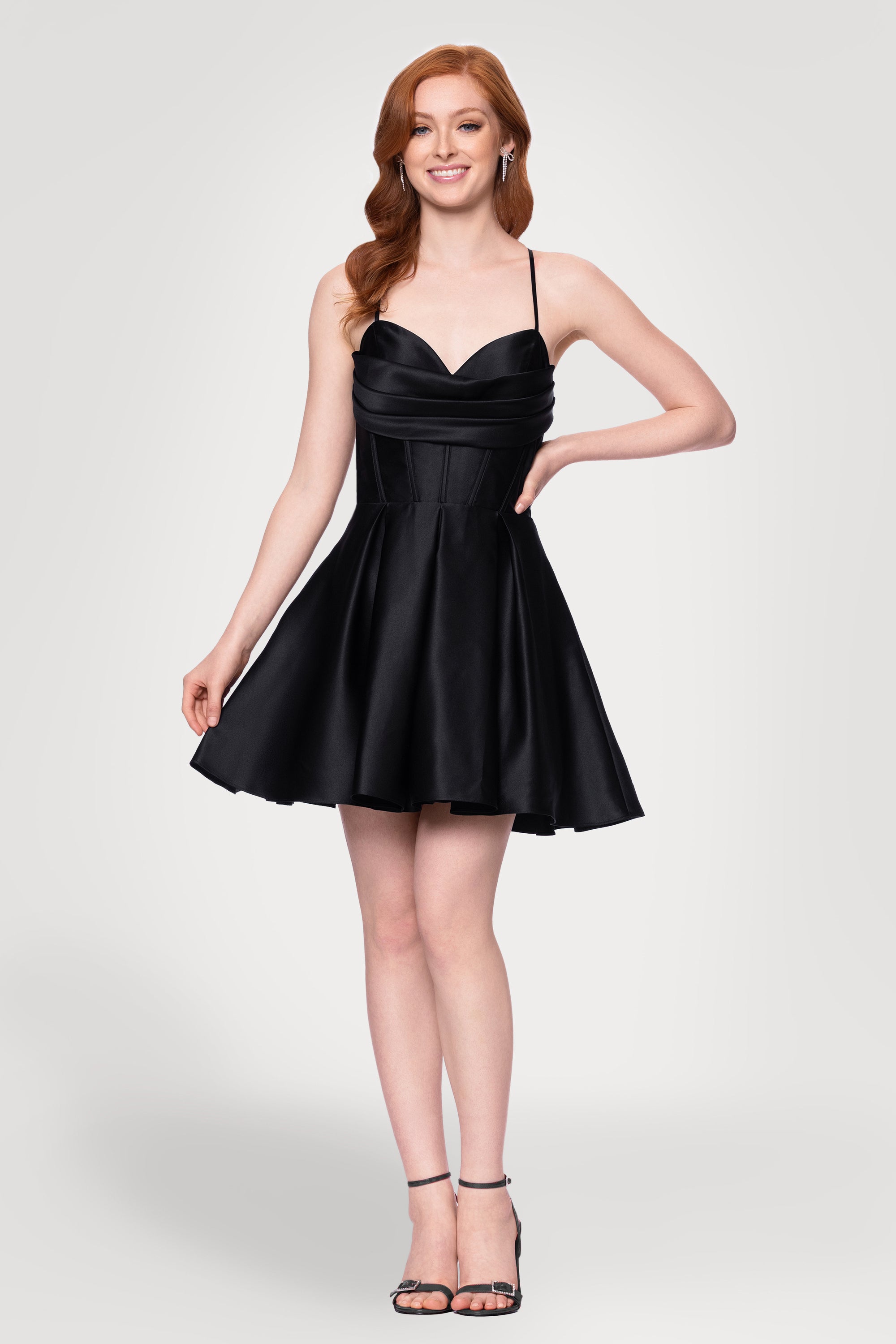 "Lindsay" Short Satin Corset Tie Up Back Dress