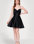 "Lindsay" Short Satin Corset Tie Up Back Dress