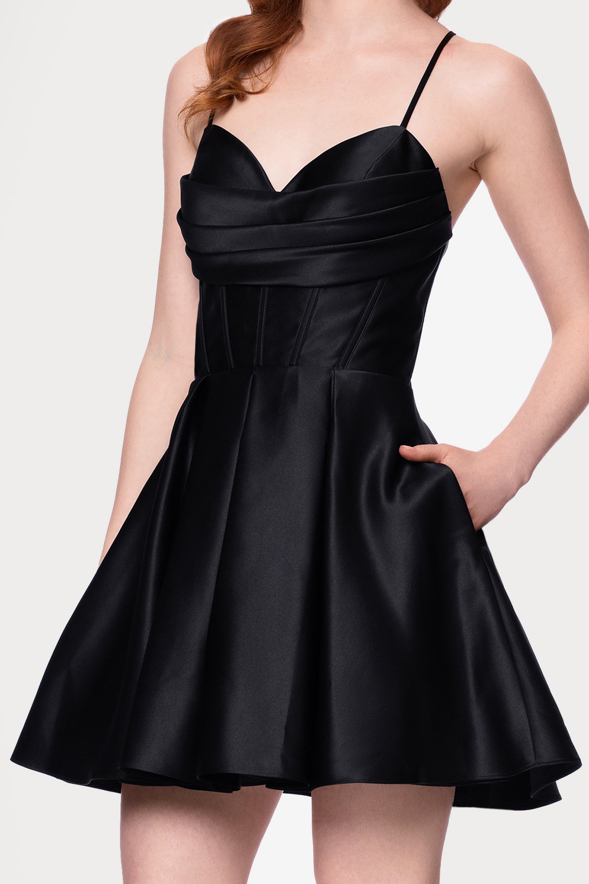 "Lindsay" Short Satin Corset Tie Up Back Dress
