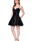 "Lindsay" Short Satin Corset Tie Up Back Dress