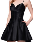 "Lindsay" Short Satin Corset Tie Up Back Dress