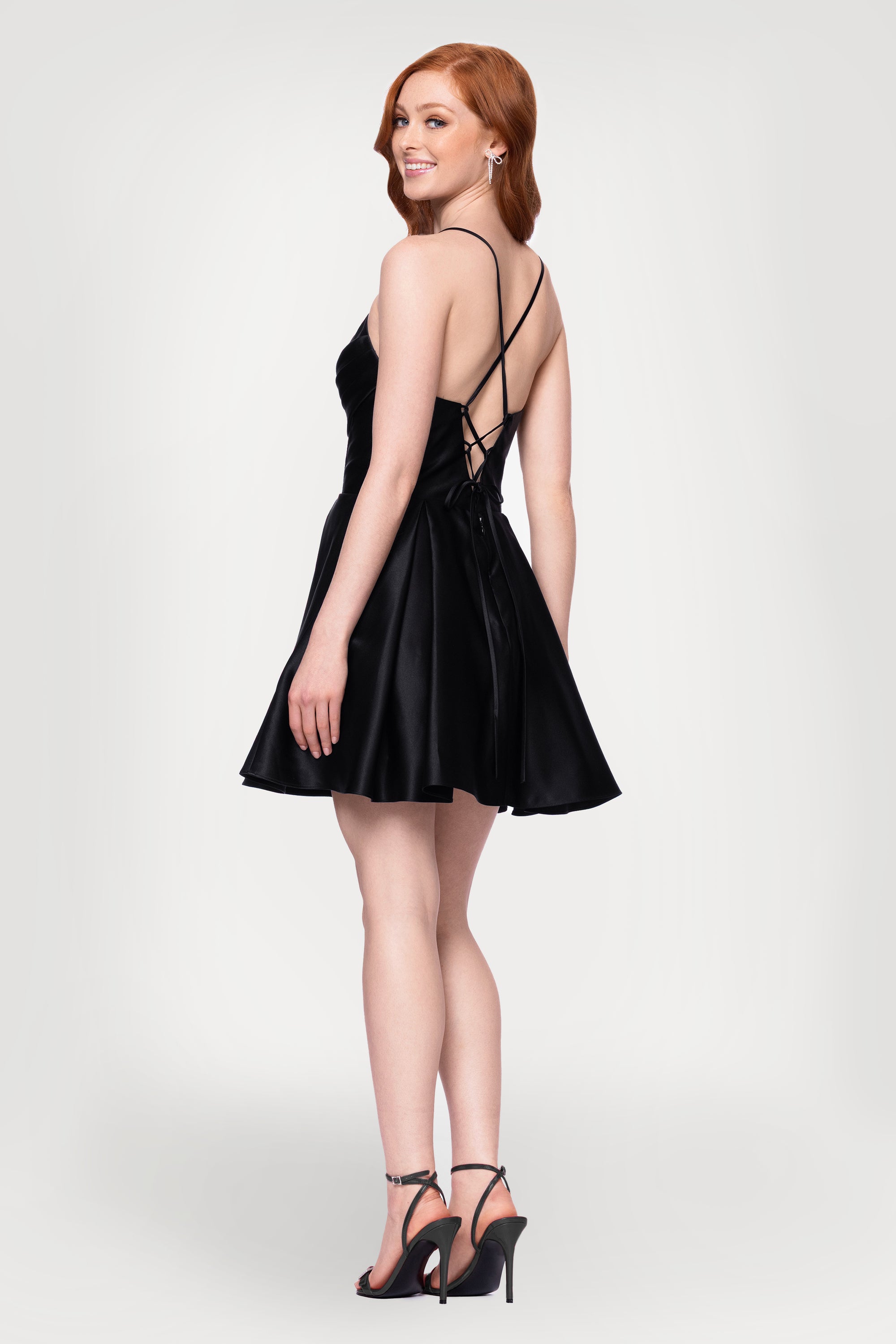 "Lindsay" Short Satin Corset Tie Up Back Dress