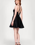 "Lindsay" Short Satin Corset Tie Up Back Dress