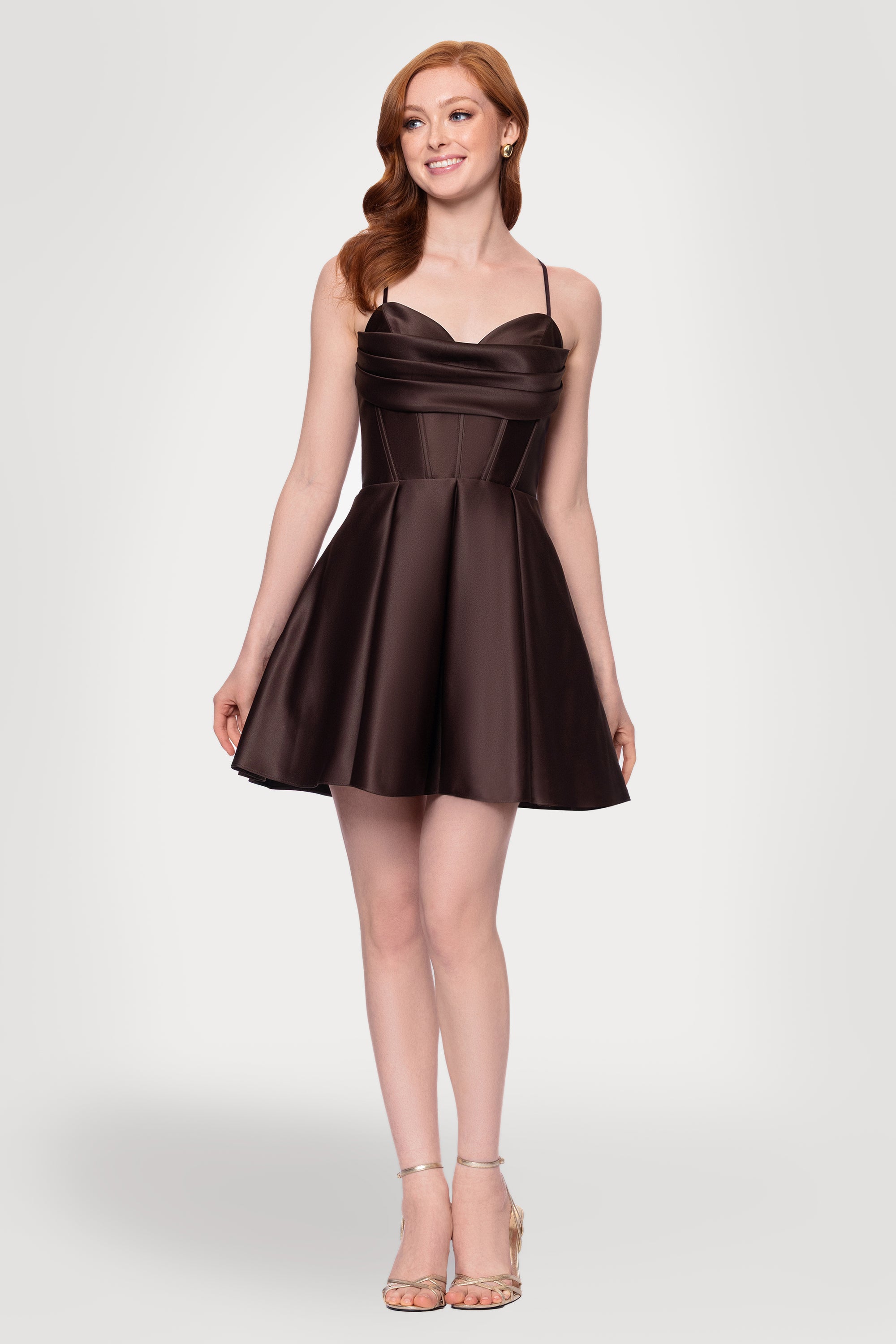 "Lindsay" Short Satin Corset Tie Up Back Dress